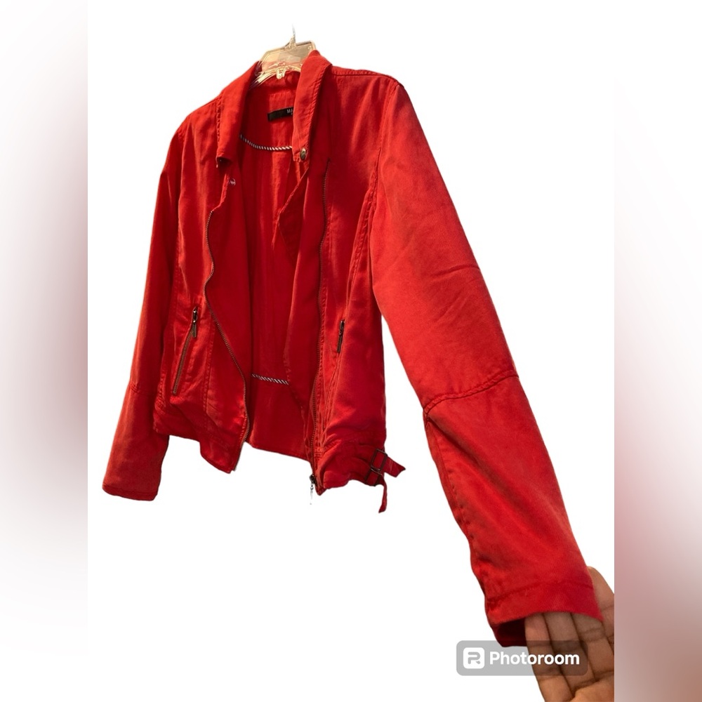 Max Jeans Red Moto Jacket. Size Medium. - Picture 13 of 14